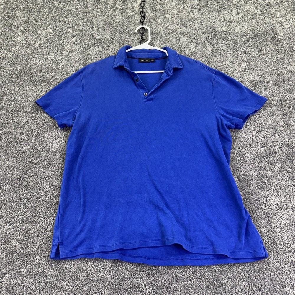 Apt. 9 Polo Shirt Mens Large Blue Solid Jersey Casual Basic Summer Knit Top